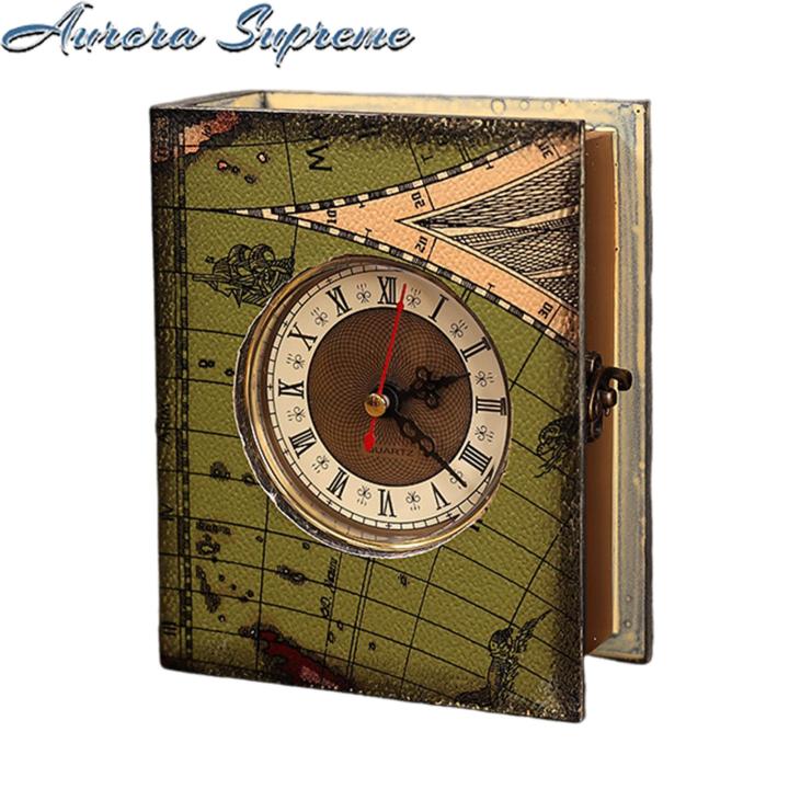 Decorative Book Storage Box Vintage Style Book Storage Box with Clock Large Capacity Decorative Organizer for Home Office Desktop Realistic Fake Book Stack Design Book Lover Gift
