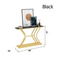 Black Modern Narrow Console Table with Laminated Top & Metal Frame. 