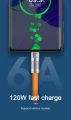 120W 6A Gaming Super Fast Charge Data Cable USB To Type-C Mobile Charger Liquid Silicone For Phone Playing Game. 