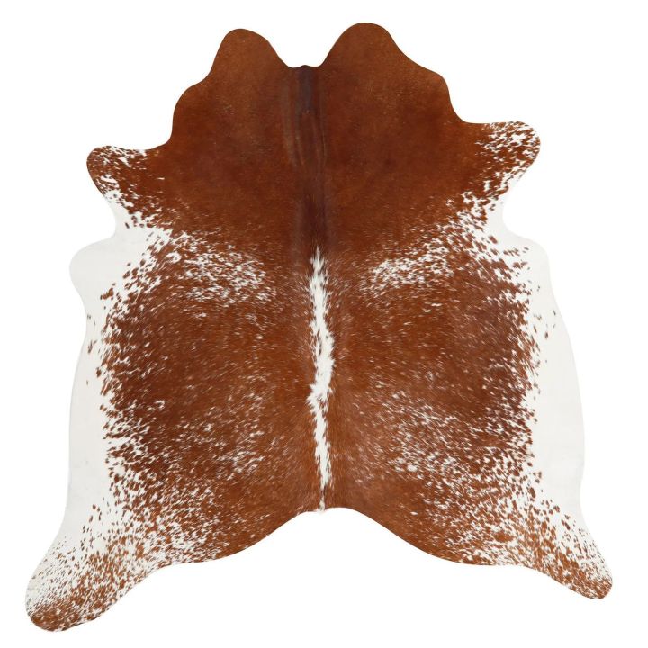 Speckled White with Brown Real Cowhide Rug - Genuine Hair on Cow Hide – Top Quality Carpet Options for Home Decor