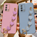LECOMES for OPPO A95/OPPO F19 Back Cover with Love Heart Bracelet Luxury 6D Plating Frame Shiny Bling Camera Lens Protection Soft Silicone Phone Case Pouch for Girls Boys. 