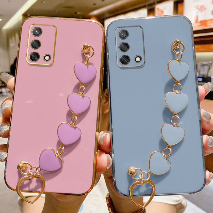 LECOMES%20for%20OPPO%20A95/OPPO%20F19%20Back%20Cover%20with%20Love%20Heart%20Bracelet%20Luxury%206D%20Plating%20Frame%20Shiny%20Bling%20Camera%20Lens%20Protection%20Soft%20Silicone%20Phone%20Case%20Pouch%20for%20Girls%20Boys%20-%20Image%202