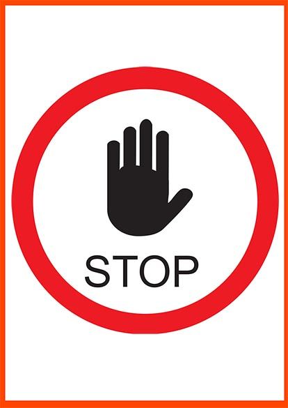 8in x 12in Stop Warning Sign Sticker, Beware Sign, Security Sign A4 Sized wall decal