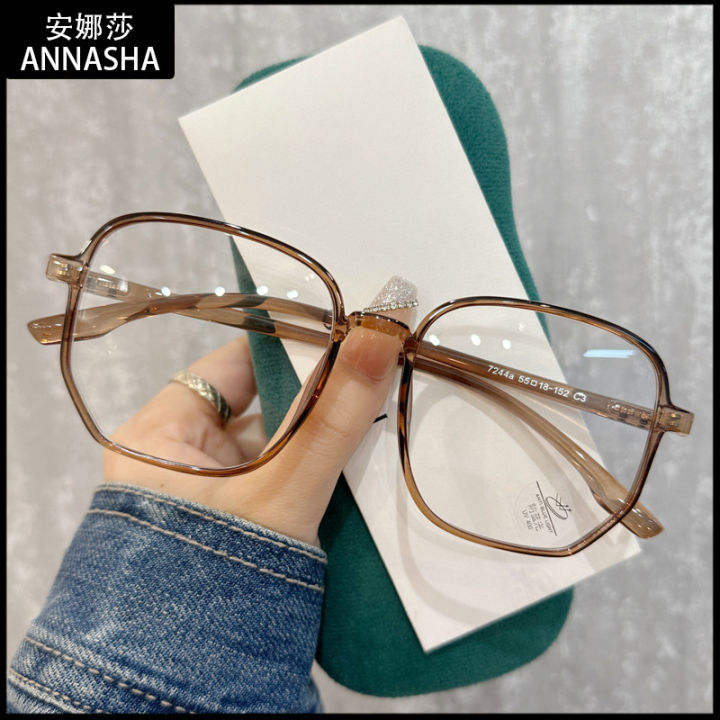 Korean style polygonal large-frame myopia glasses for women with prescription lenses for round faces and small eyes 7244
