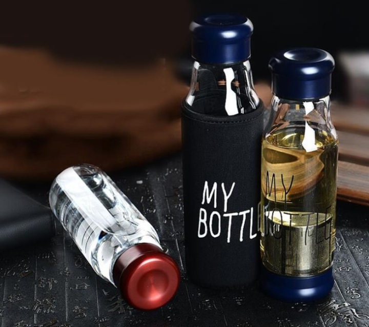 My Bottle Glass Water Bottle with Cover Bag - 420ml