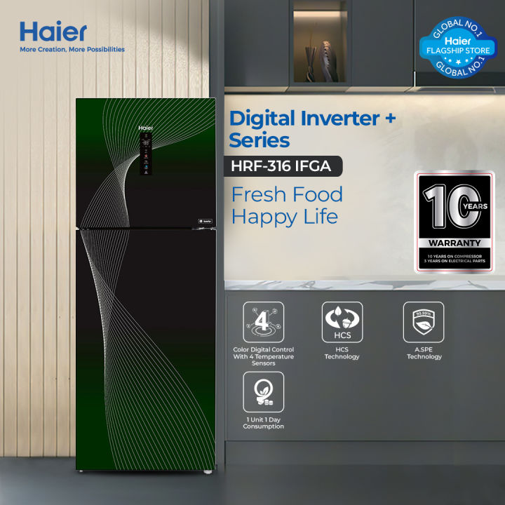 Haier%2011%20Cu%20Ft%20-%20Digital%20Inverter%20-%20HRF-316%20IFGA%20(%20Fresher%20&%20HCS%20Technology%20+%20Digital%20Control%20Panel%20+%20Turbo%20Fan%20+%204%20Temperature%20Sensors%20+%20ABT%20Technology%20+%20Inverter%20Compressor%20+%20Glass%20Door%20)%20Green%20Colour%20Refrigerator%20/%2010%20Years%20Warranty%20-%20Image%202