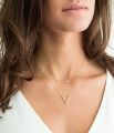 【happy one】Simple V-shaped Pendant Crystal Necklace Multi-layer Clavicle Necklaces for Fashion Neck Jewelry XL894. 