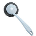 Stainless Steel Wire Ball Brush With Long Handle Kitchen Hanging cleaning brush pan Kitchen Dish handle Washing Tool. 