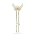 Crystal Pearl Angel Wings Hair Clip with Tassel for Women, Elegant Butterfly Design, Non-Slip, Perfect for Thick Long Hair. 