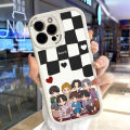 Jizetin for iPhone 6 Plus 6S Plus Back Cover BTS Group Lambskin Texture PU Leather Back For Girls Boys Soft Phone Case. 