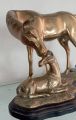 Vintage / Antique Brass & Wood MCM Horse MOM BABY Foal statue figurine Mid Century. 