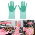 Magic Dish washing Gloves with Scrubber, Silicone Cleaning Reusable Scrub Gloves for Wash Dish Kitchen Bathroom. 