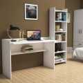 Modren Home office Desk Computer Laptop Study Table  -Wood White Desk Elegant Decorative Design with BookCase. 