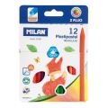 Milan Plasti Pastel Triangular Pencil Crayons Set pack of 12 or pack of 24 or pack of 30 or Best Cryons. 