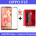 Oppo F15 Full Black 9D10D11D21D5D6D Tempered Glass Edge to Edge Full Glue Screen Protector + Back Camera 9H Gorilla Flexible Protector For Oppo F15. 