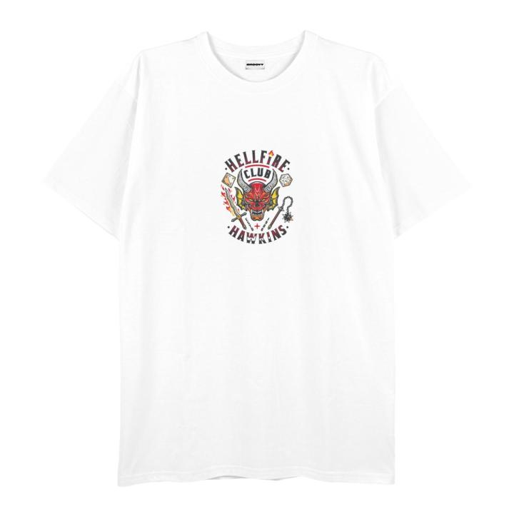 GROOVY Stranger Things Hell Fire Club Relax Fit T Shirt For Men And Women