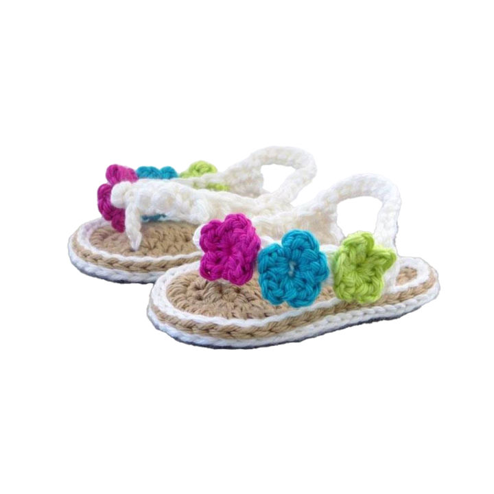 Multi Color Woolen Handmade Crochet Baby Summer Sandal