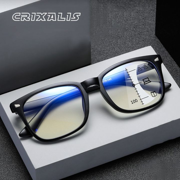 【HOT】 CRIXALIS Square Multifocal Progressive Reading Glasses Men