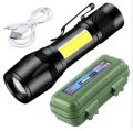 Led Flashlight Rechargeable USB Mini Torch Light, Ultra Brightest Small Flash Light Handheld Pocket Compact Portable Tiny Lamp with COB Side Lantern, High Powered Tactical Travel Flashlights 1 Pack. 