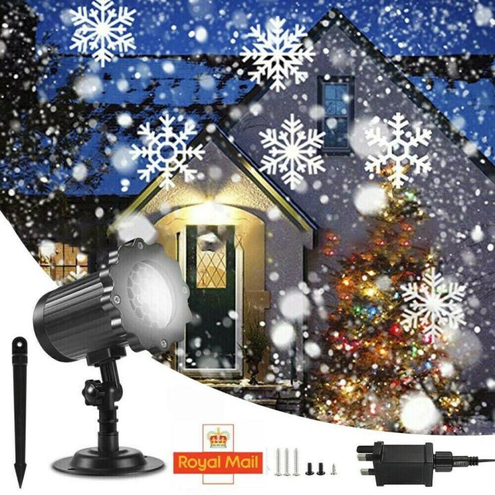 Outdoor Christmas Projector Lamp LED Moving Snowflake Laser Light Party Decor UK