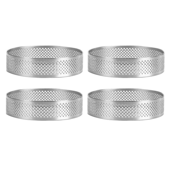OUMERY 4 Pack Stainless Steel Tart Rings 2.4In,Perforated Cake Mousse ...