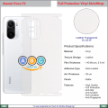 Xiaomi Poco F3 , Full Back Protection Vinyl Skin/Wrap in variety of Textures and Colors for PocoF3. 