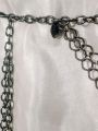 Elegant Multi-Layer Metal and Beads Chain Waist Belt. 