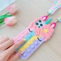 Pop Fidget Toys Bubble Case For iPhone 11 12 13 Pro X Xs Max XR 6 6s 7 8 Plus 5 5s SE mini Cartoon Unicorn Soft Silicone Cover. 