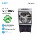Cherry Air Cooler CR-3000 , DC-12V 70% Energy Saver, Plus Fast Cool , 80 Liters , Auto Swing and Turbo Cooling Technology , 4 Way Movable , Ice Box Technology , 1 Year Warranty , Works Only DC Battery , Solar & DC 12V Power Supplies. 