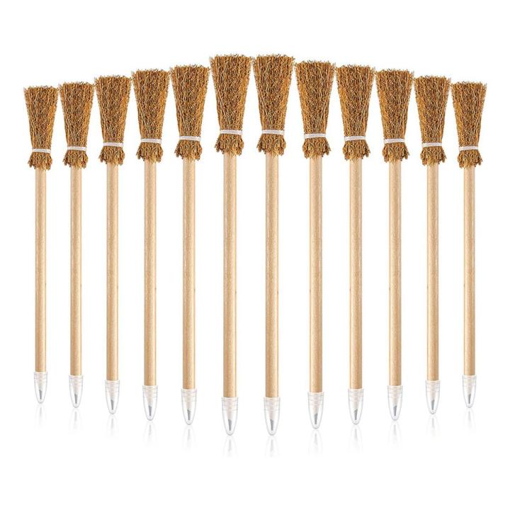 12 Pcs Witch Broom Pencils for Halloween Broomstick Ballpoint Pencils
