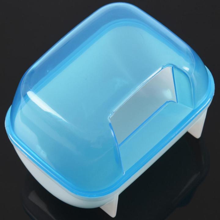 Pet Hamster Bathroom Bath Sand Room Sauna Toilet Blue White 10x7x7cm