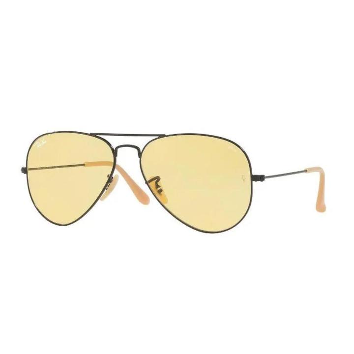 Ray-Ban Aviator Metal Black Frame Yellow Photochromic Lenses-RB3025-90664A-58