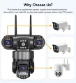 15 MP =5MP+5MP+5MP  Ptz Wifi Outdoor Security  Camera Lens, 3 Screen, CCTV,Color Night Vision Auto Tracking, Waterproof15MP WiFi Camera with Three Lens Three Screen Color Night Vision PTZ Outdoor Waterproof Security IP Camera CCTV Surveillance Cam. 