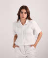 Fitted - Cream Paneled Cuban Shirts For Women. 