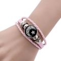 Luminous Sun & Moon Couple Bracelets – Adjustable Black & Pink Braided Leather Matching Bracelets for Couples, Glow-in-the-Dark Charm Jewelry Gift for Him & Her. 