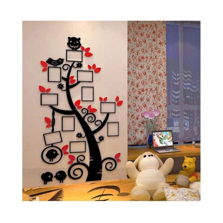 3D acrylic tree shape wooden wall sticker, laser cut tree shape wooden wall art, photo frame tree shape wooden wall art