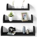 Floating Shelves Wall Mounted, MDF Wood Shelves Wall Bookshelves Set of 3 for Bedroom, Living Room, Bathroom, Kitchen. 