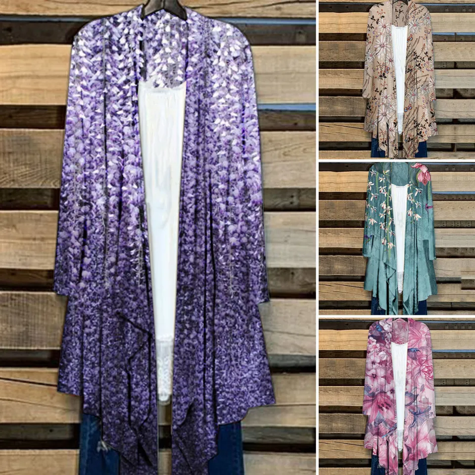 Long printed cardigan best sale