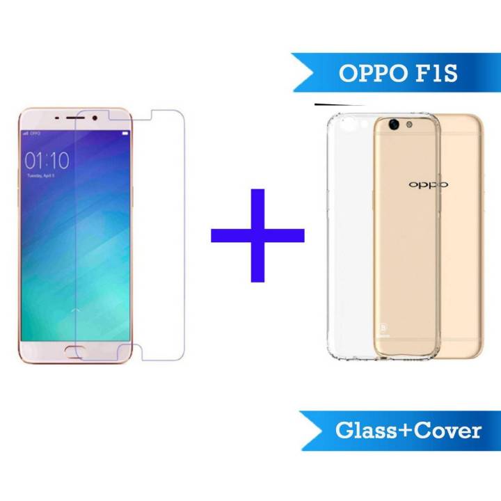 Oppo F1S A59 Tempered Glass Protector & Transparent Cover For Oppo F1S A59
