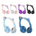 New Cat Headphone Wireless Bluetooth Headphone Headset Cat Ear LED Light Up Wireless Head phones for Mobile Phone PC or Laptop, Children/Kids Headphone, Cat Ear Headphones Kids Headset Young Glowing Girls/Women Headphones. 