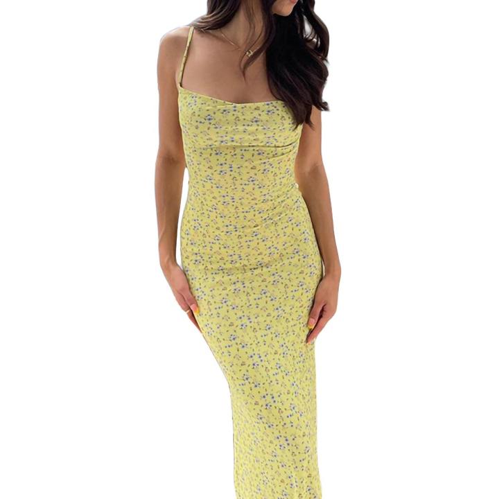 Elegant Off Shoulder Irregular Hem With Scarf Women Fashion Sleeveless Backless Slim Fit Long Dress 2025 New Summer Party Robes