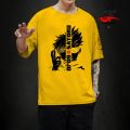 New stylish gojo printed down shoulder t shirt for men soft and comfortable. 