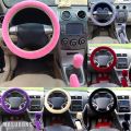 3PCS Fluffy Steering Wheel Cover Set Car Steering Wheel Cover For Toyota Pink Car Accessories For Girls Wheel Cover 15 Inch Warm(black). 