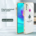 Tokifu For Infinix Hot 9 Play Cover + Wrist Strap Fashion Shiny Maple leaf Plating Square Bumper Phone Case Soft TPU Silicone Shockproof Protective Back Cover. 