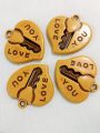 10 pcs Wooden Heart-Shaped "Love You" 35mm Pendant – Charming Accessory for Keychains, Bags, Crafts, Jewelry, or DIY Gifts. 