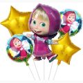 Masha And The Bear Foil Balloons Set - 28 inch - Masha And The Bear Birthday Theme - Pink - Girls - Pack Of 5 Masha And The Bear Balloons. 