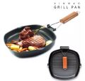 Griddle Pan, 20/24/28cm Iron Steak Frying Pan Square Grill Pan | Enamel Induction, Non-stick, Foldable, Easy Clean for Gas/Induction and Electric Hobs BBQ. 