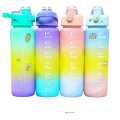 1000 mL Coloured Water Bottle with Motivational Marks Bounce Cover Time-Period Scale Reminder and Frosted Cup 3D Stickers Beautiful Travel bottle having cap Beautiful thermos  for cold-water Outdoor fitness Training Office and school. 