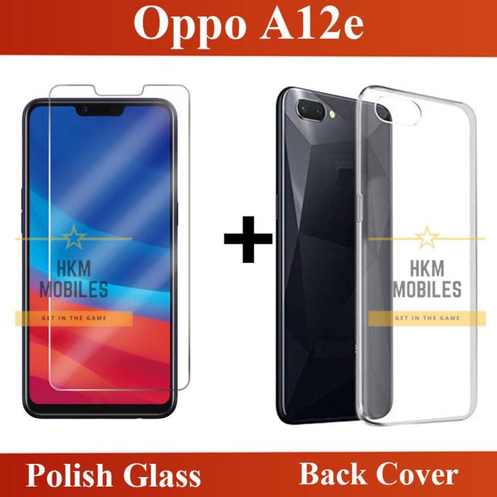 Oppo A12e Tempered Glass Screen Protector Polish Glass + Back Cover Transparent Soft Silicone Crystal Clear Case Cover For Oppo A12e