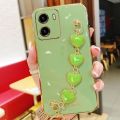 Maitus for Vivo Y15s Back Cover with Bracelet Chain Love Heart Lanyard Fashion 6D Plating Shiny Girls Cases Soft Silicone Mobile Phone Protective Case. 